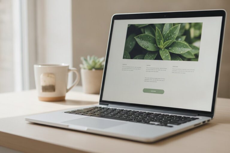 Laptop showing an email newsletter with a photo header