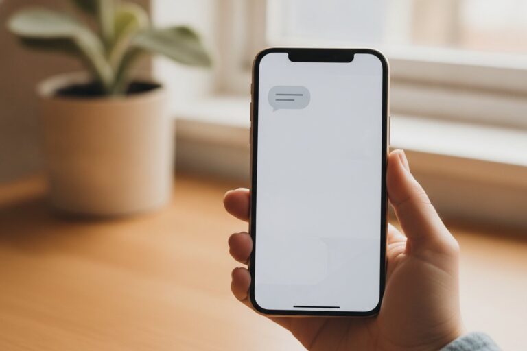 Phone showing a new text message notification